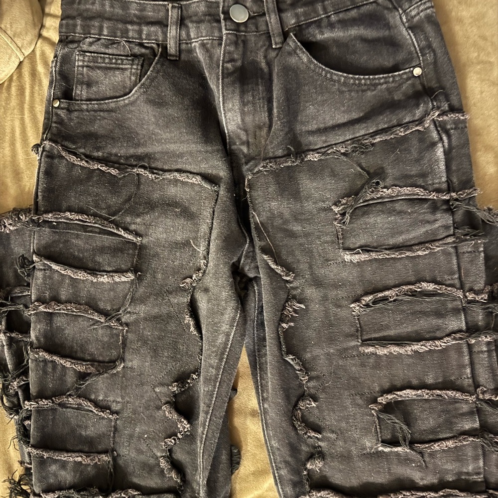 Distressed Black Denim Jeans